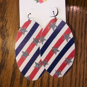 Stars and Stripes Faux Leather Earrings Large